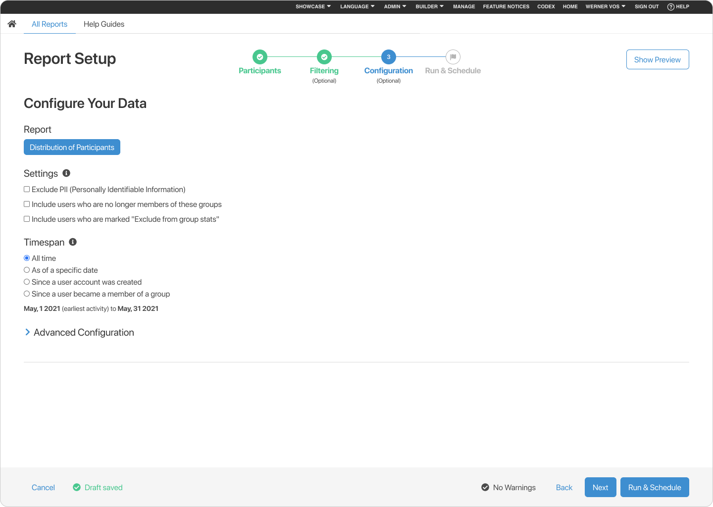 Report Setup - Step 3