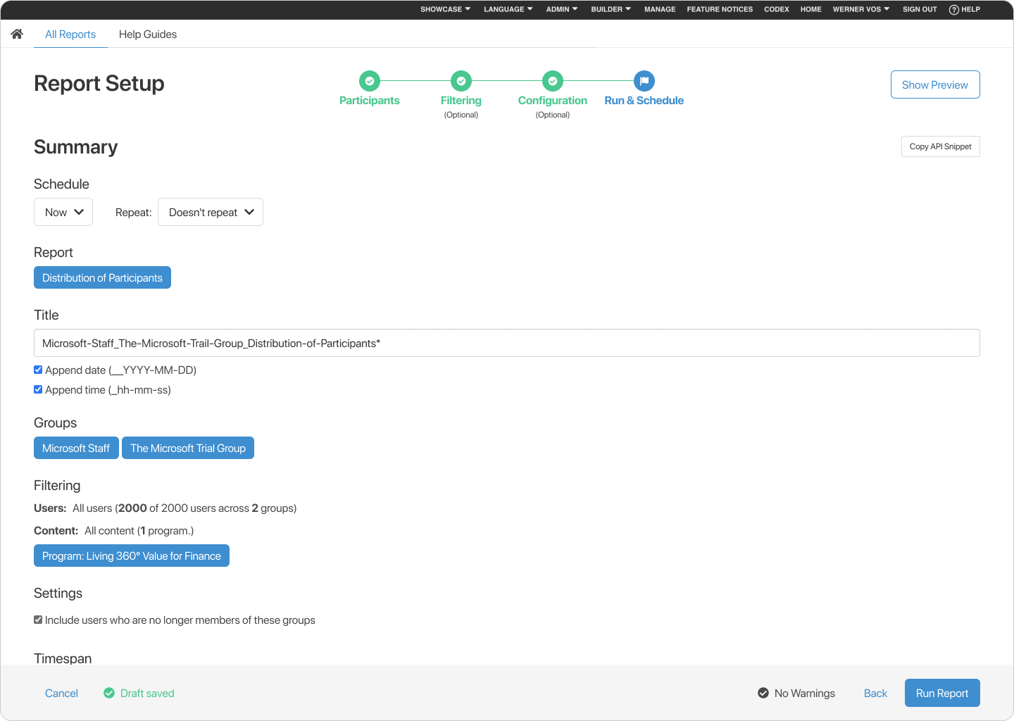 Report Setup - Step 4